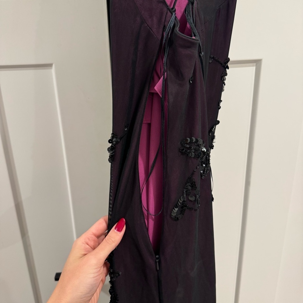 Rimini Black and Purple Sequin Spaghetti Strap Maxi Dress, Size 2 - Picture 8 of 8